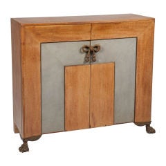 Leather, Oak and Bronze Sideboard after Andre Arbus