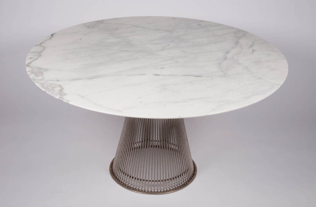 American Carrera Marble Topped Dining Table by Warren Platner