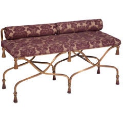 French Wrought Iron and Gilt Entry Bench