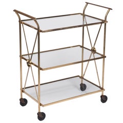 Tall Brass Directoire Bar Cart by Maison Jansen