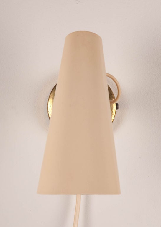 Mid-Century Modern Pair of Adjustable Metal Cone Wall Sconces by Birger Dahl For Sale