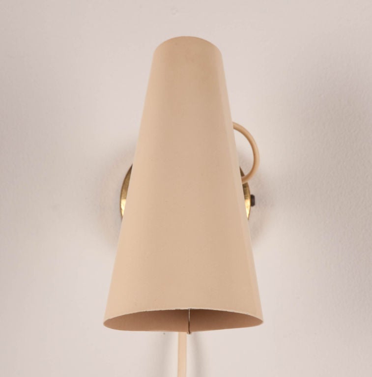 Norwegian Pair of Adjustable Metal Cone Wall Sconces by Birger Dahl For Sale