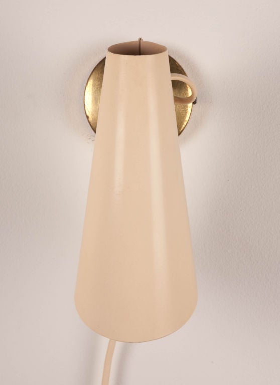 Pair of Adjustable Metal Cone Wall Sconces by Birger Dahl In Excellent Condition For Sale In New York, NY