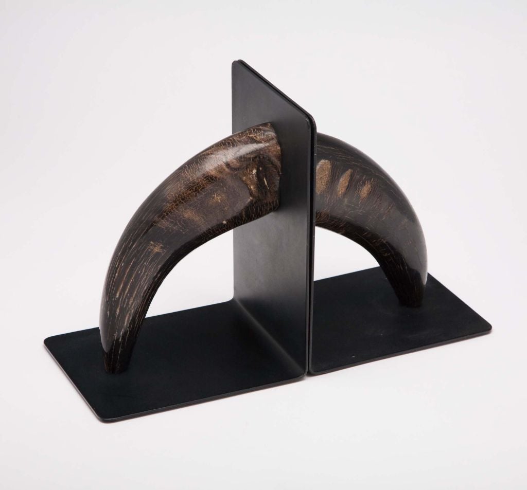 Mid-20th Century Pair of Horn Bookends by Carl Auböck