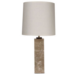 Square Cream Marble Column Table Lamp by T.H. Robsjohn-Gibbings 4