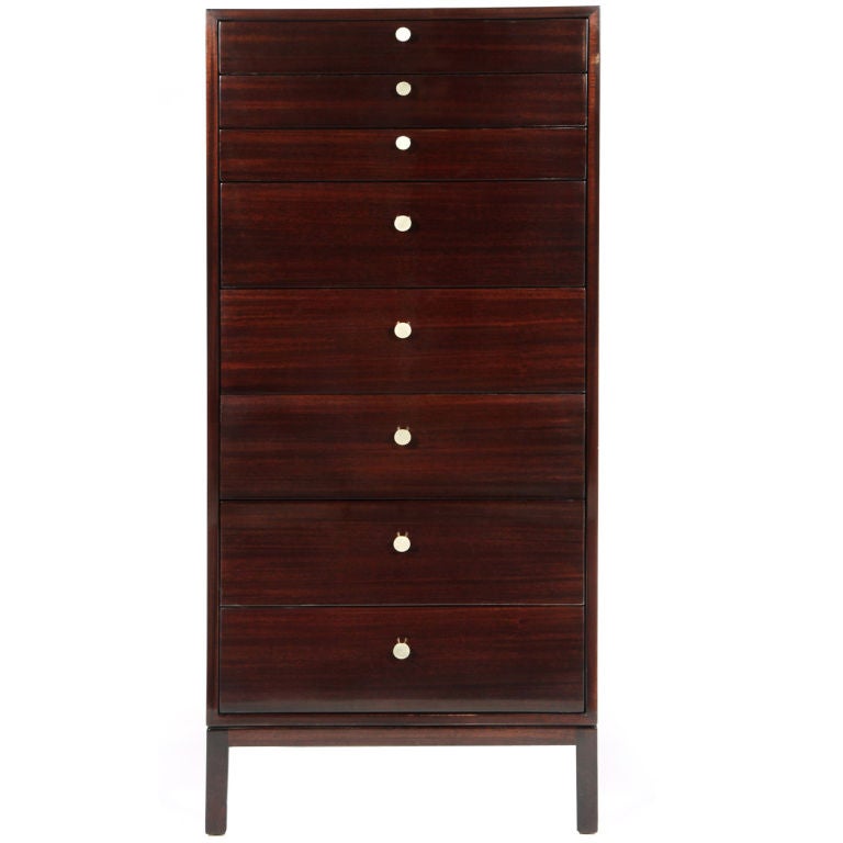 Eight-drawer Jewelry Lingerie Mahogany Cabinet by Harvey Probber