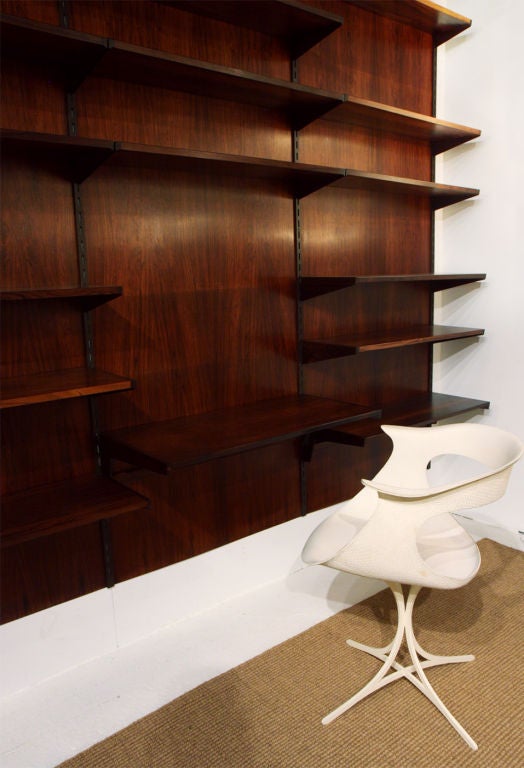 Mid-20th Century Rosewood Adjustable Shelving Wall System by Kai Kristiansen