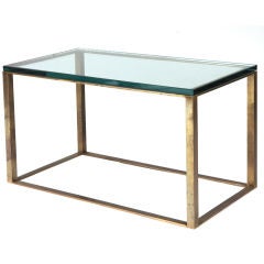 American Glass Top Open Box Form Brass Frame Cocktail Table