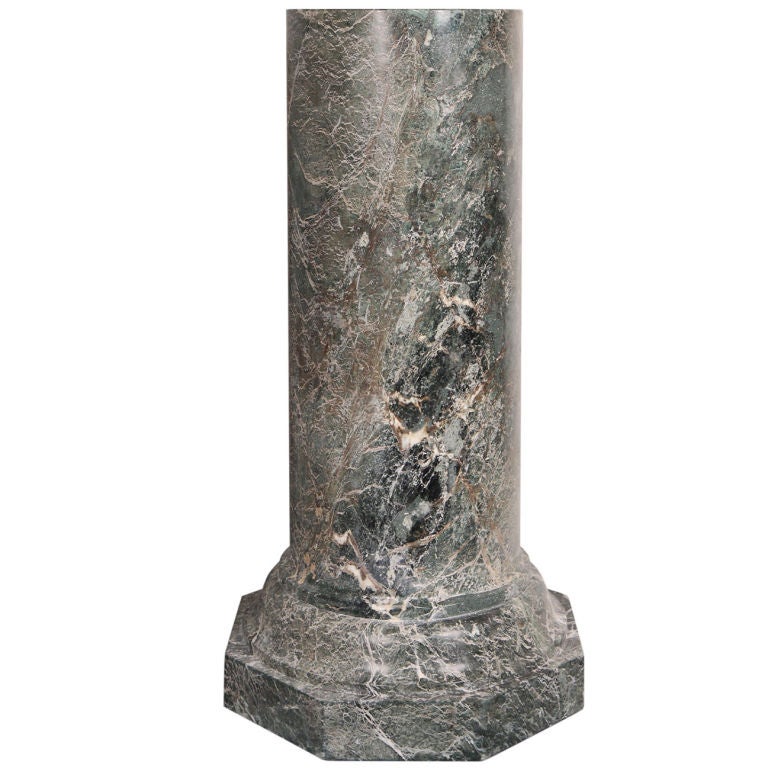 Italian Verde Alpi Renaissance Marble Column Pedestal For Sale