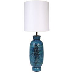 Tall Rimini Blue Pottery Bottle Table Lamp by Bitossi for Raymor