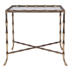 American 'Syrie' Brass Faux Bamboo Square Occasional Table by John Gerald, Inc.