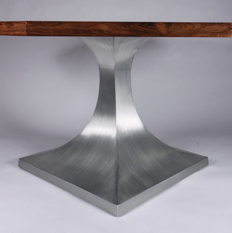 Mid-20th Century Octagonal Walnut & Aluminum Dining Table after Harvey Probber