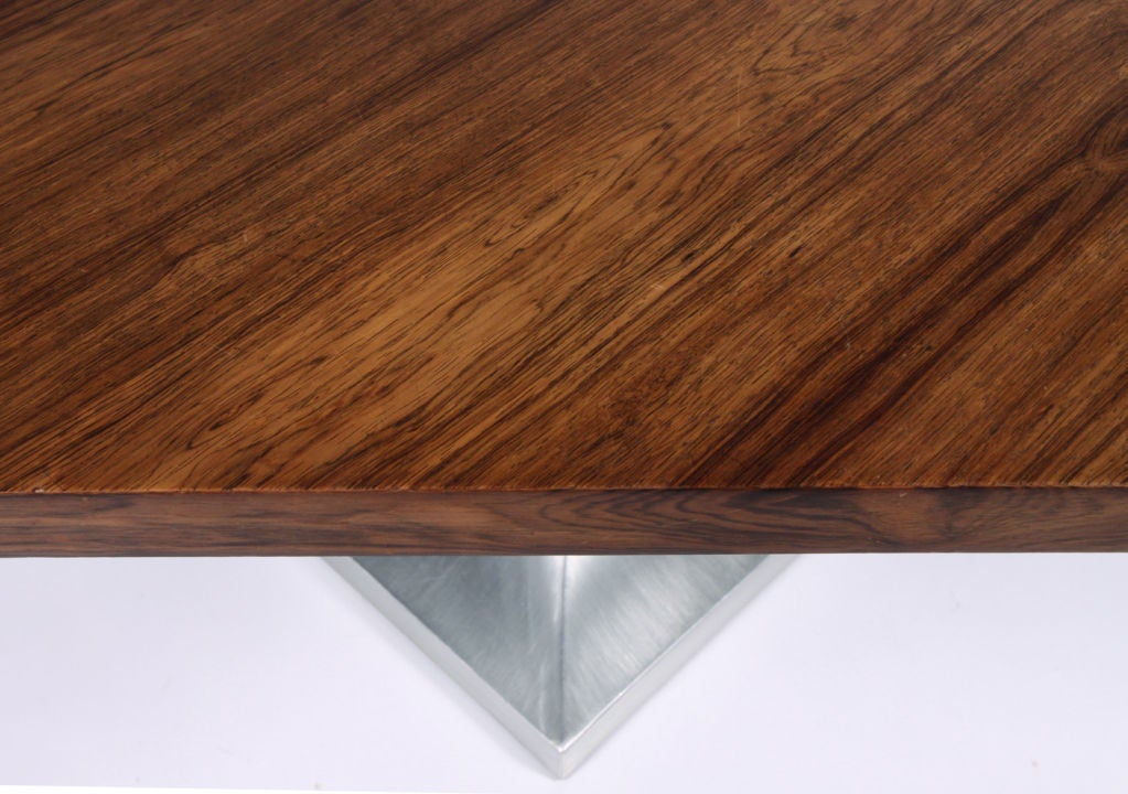 Octagonal Walnut & Aluminum Dining Table after Harvey Probber 1