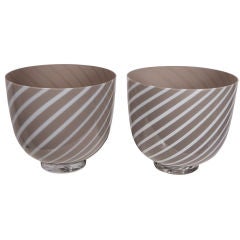 Pair of Murano Glass “Candy Stripe” Decorative Bowls by Salviati