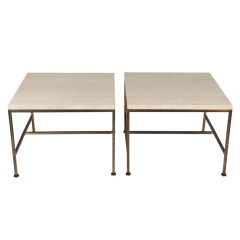 Pair of Travertine Topped Occasional Tables by Paul McCobb 6
