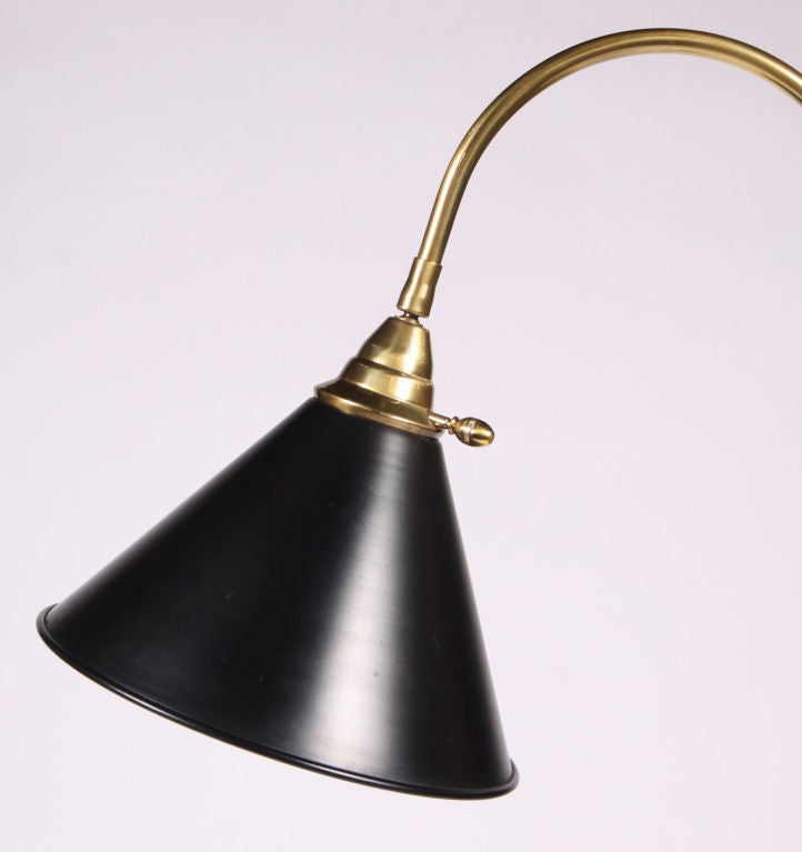 American Faux Bamboo Brass and Steel Cone Shade Reading Lamp