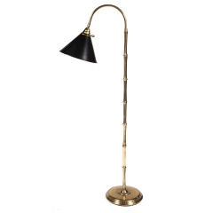American Faux Bamboo Brass and Steel Cone Shade Reading Lamp