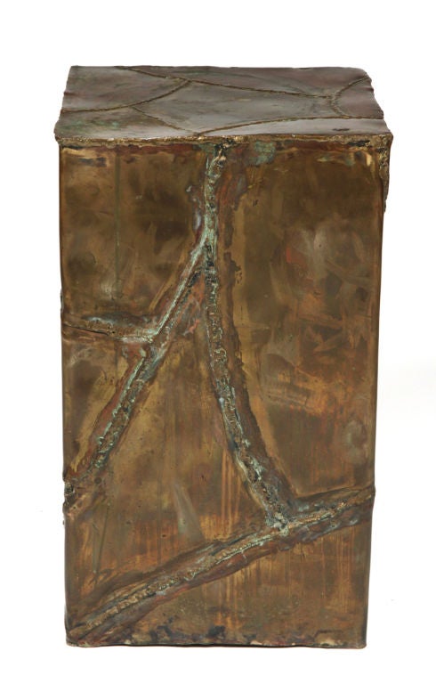 American Brutalist Mixed Metal Patchwork Column Pedestal by Silas Seandel In Excellent Condition For Sale In New York, NY