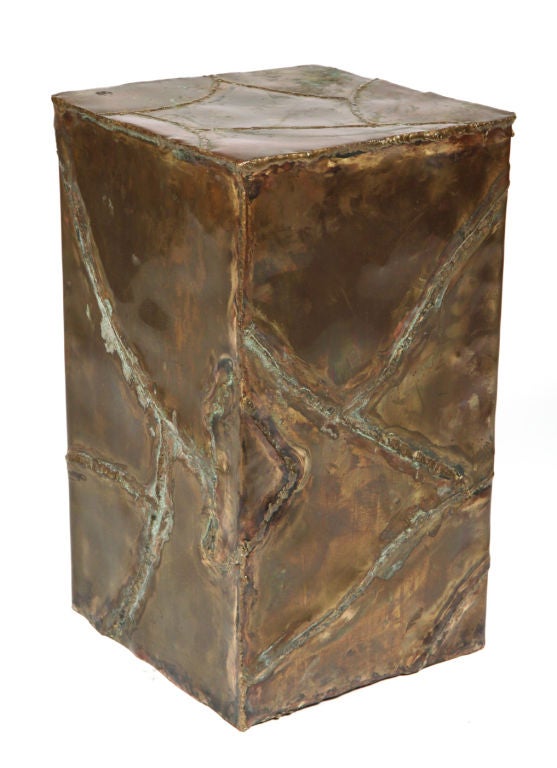 Late 20th Century American Brutalist Mixed Metal Patchwork Column Pedestal by Silas Seandel For Sale