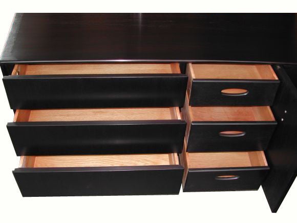 American John Stuart ebonized mahoghany 9 drawer commode