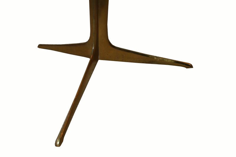 Italian Brass Tripod Base Marble Cocktail Table