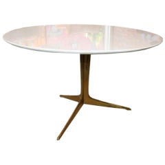 Italian Brass Tripod Base Marble Cocktail Table