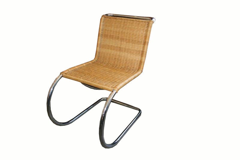 Original pair of Mies Van Der Rohe MR10 Chairs for Stendig Ca. 1960's in near mint condition.Classic polished tubular chrome construction with original wicker seating all in near perfect condition.