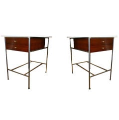 Paul McCobb Drop Milk Glass Top Night Tables For Directional