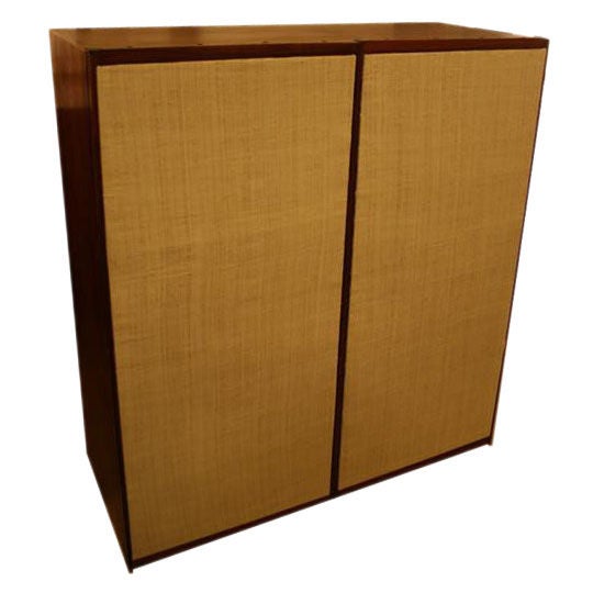 1950's American Craftsman Walnut Grass Clothe Cabinet