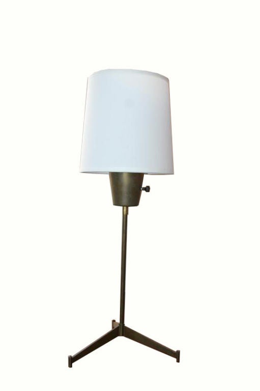 Rare to market Paul McCobb solid brass E-9 table lamp, circa 1955.

Paul McCobb (1917-1969) is an American designer best known for the Planner Group, his collection of clean, utilitarian and well-priced modular residential furniture that was an