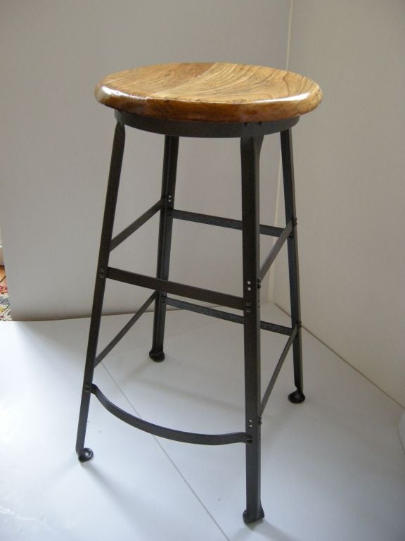 Industrial, Polished Steel Counter Stool