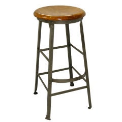 Industrial Counter Stool, Polished Steeel.