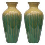 Pair, American Drip Glaze Studio Pottery Vases.