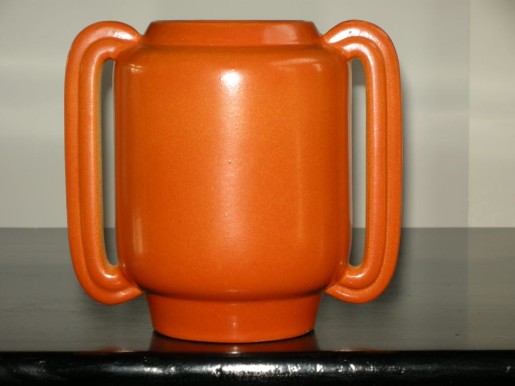 Mid-20th Century Pair of Stangl Art Pottery Orange Glaze Vases/Planters