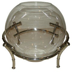 Vintage Large Faux Pattern Chrome Punch Bowl with Ladle.