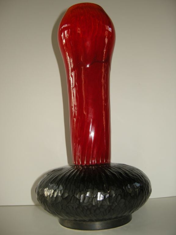 A Rare Sculptural Pottery Vase In Excellent Condition In Bellport, NY