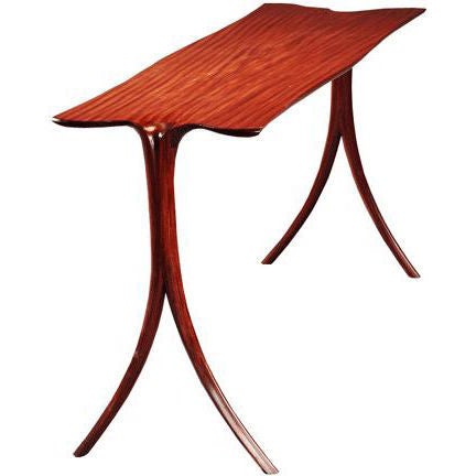 Superb form and elegance in this Afromosia console table by American Studio Craft artist, David N. Ebner. Presently in Afromosia wood but can be ordered in other woods.

Note: All works signed by the artist, David N. Ebner.

Please see the newly