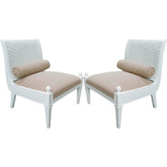Unusual Pair of Hollywood Regency  Style Kismos  Slipper Chairs
