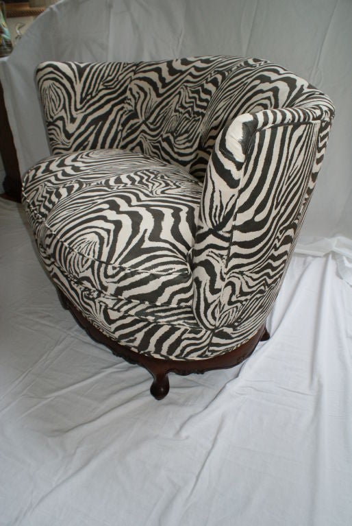 Chi Pair of  French Zebra print Love Seats / Oversized Chairs