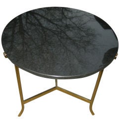Mid-Century Italian Black Marble/Brass End Table/Occasional