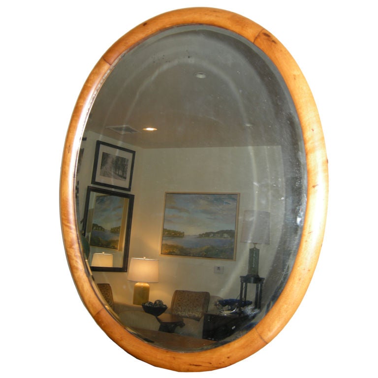 American Antique Oval Shaped Bevelled Glass Mirror at 1stDibs