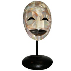 Mother of Pearl Mask on Stand