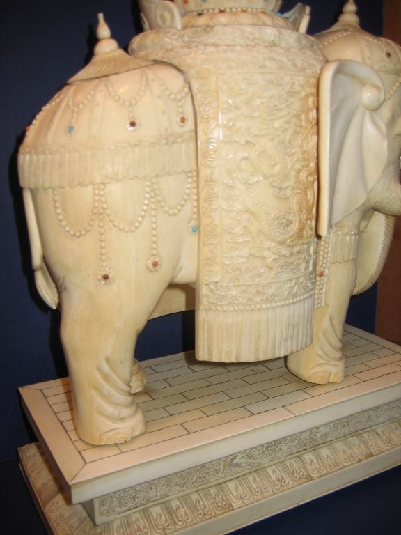 19th Century Pair, of Monumental  Chinese Hand Carved Ivory Elephants