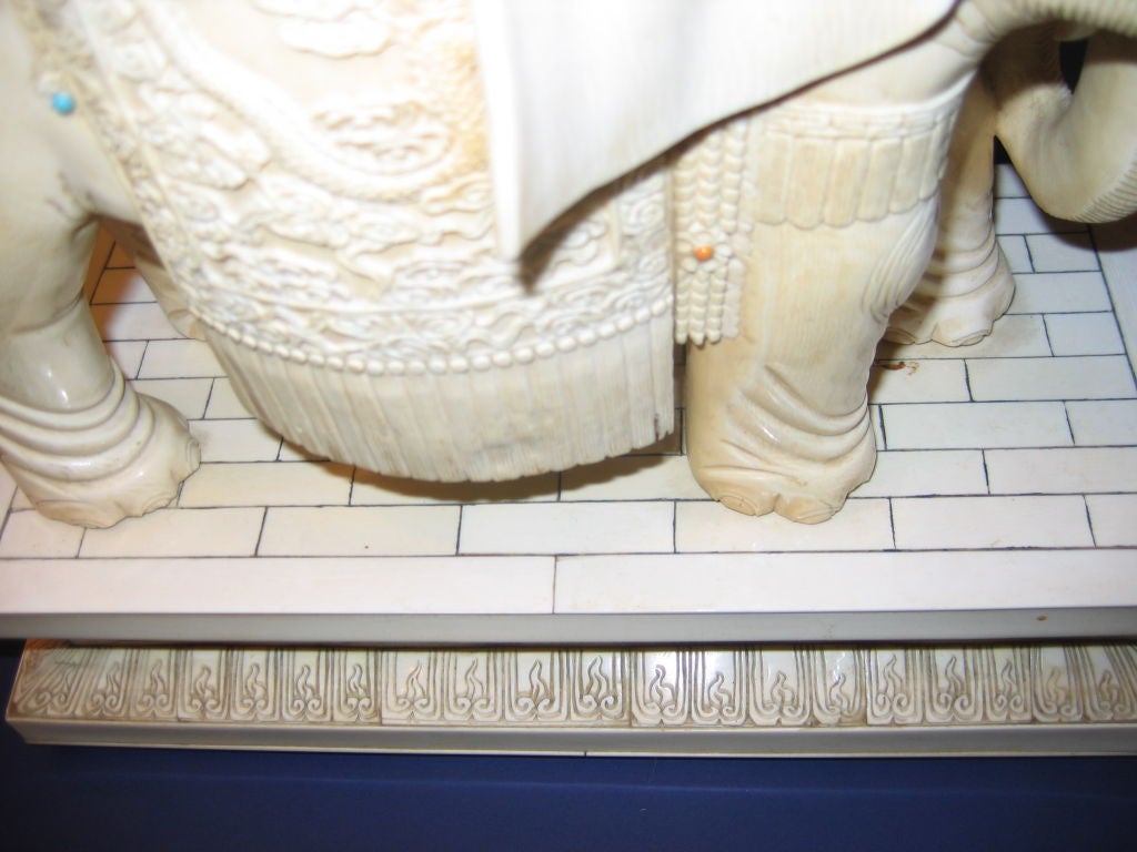 Pair, of Monumental  Chinese Hand Carved Ivory Elephants 3