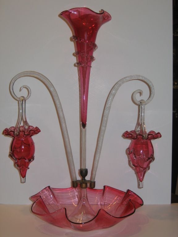 19th Century Elegant Late 19th century Art Glass Epergne.