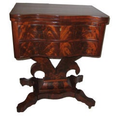 American Flame Mahogany Two Drawer Serpentine , Work/Game Table