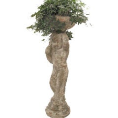 Antique Tall Terracotta Cherub Plant Stand