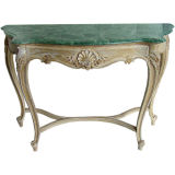 Used Louis XV1 Style Marble Top Console Table.