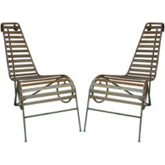 Chic Pair of Wrought Iron 1950s Lounge Chairs