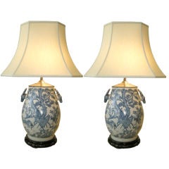 Antique Pair of  Late 19th c  Vases/ Table Lamps